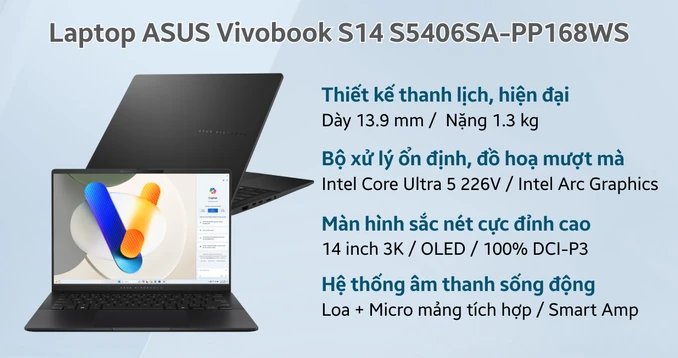 Laptop ASUS Vivobook S14 S5406SA-PP168WS