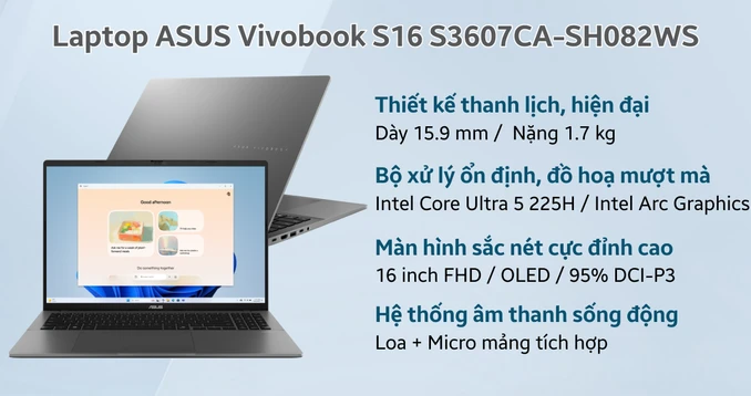Laptop ASUS Vivobook S16 S3607CA-SH082WS