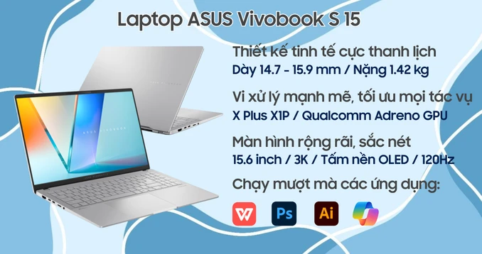 Laptop ASUS Vivobook S 15 S5507QA-MA092WS Copilot+ X Plus