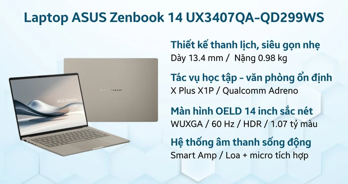 Laptop ASUS Zenbook A14 UX3407QA-QD299WS