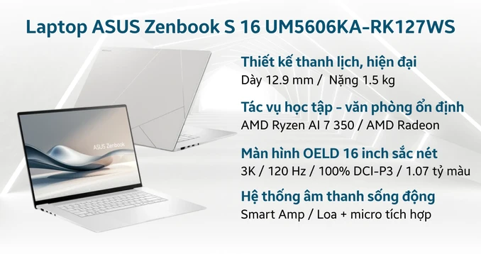 Laptop ASUS Zenbook S 16 UM5606KA-RK127WS