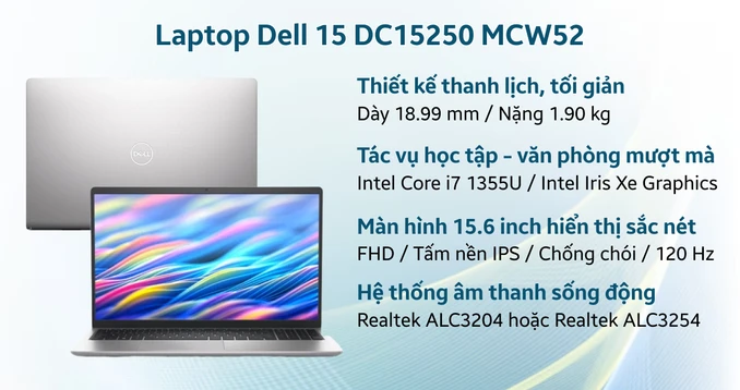 Laptop Dell 15 DC15250 MCW52 - Nhập khẩu chính hãng