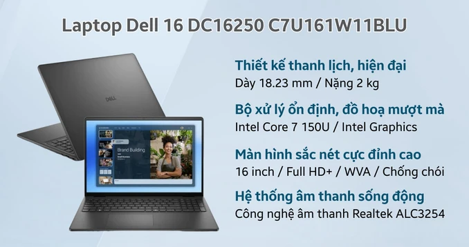 Laptop Dell 16 DC16250 C7U161W11BLU