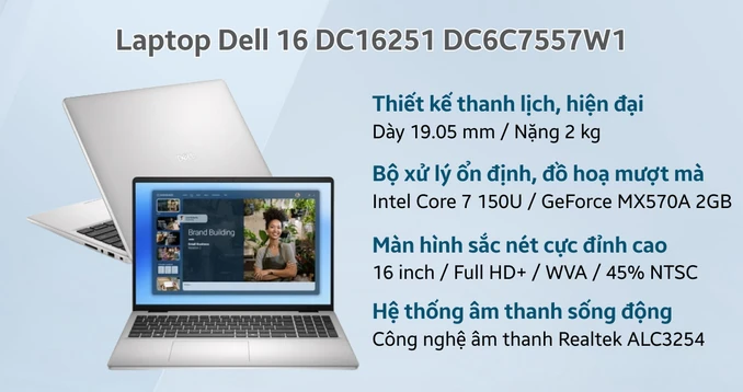 Laptop Dell 16 DC16251 DC6C7557W1