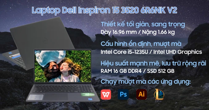 Laptop Dell Inspiron 15 3520 6R6NK V2 - Nhập khẩu chính hãng