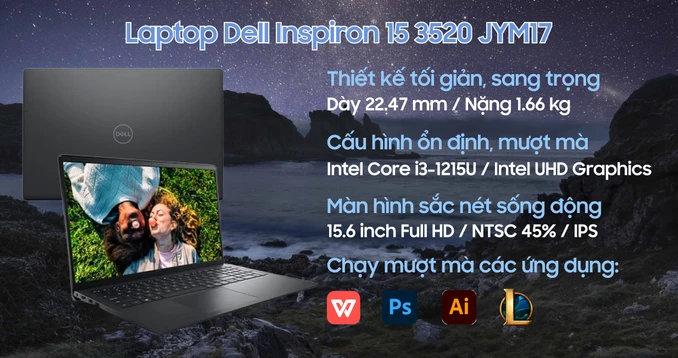 Laptop Dell Inspiron 15 3520 JYM17 - Nhập khẩu chính hãng