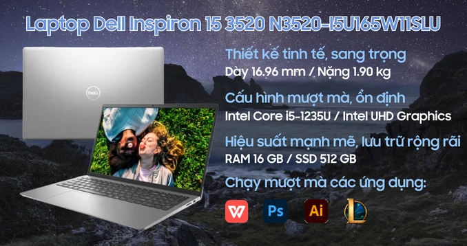 Laptop Dell Inspiron 15 3520 N3520-I5U165W11SLU