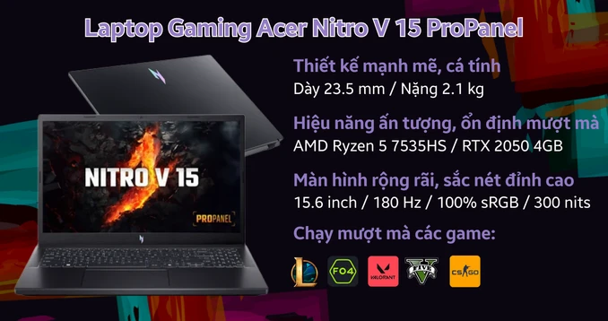 Laptop Gaming Acer Nitro V 15 ProPanel ANV15-41-R7AP