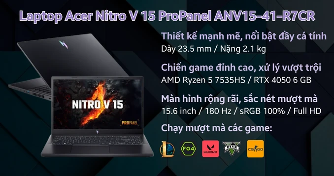 Laptop Gaming Acer Nitro V 15 ProPanel ANV15-41-R7CR