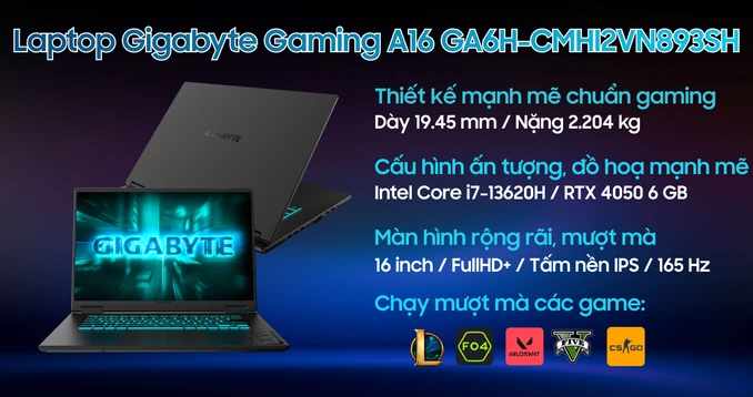 Laptop Gigabyte Gaming A16 GA6H-CMHI2VN893SH