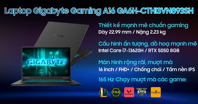 Laptop Gigabyte Gaming A16 GA6H-CTHI3VN893SH