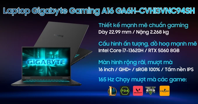 Laptop Gigabyte Gaming A16 GA6H-CVHI3VNC94SH