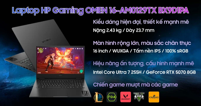 Laptop HP Gaming OMEN 16-AM0129TX BX9D1PA