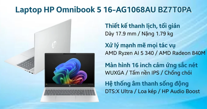 Laptop HP Omnibook 5 16-AG1068AU BZ7T0PA