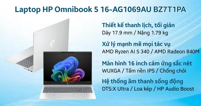 Laptop HP Omnibook 5 16-AG1069AU BZ7T1PA