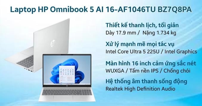 Laptop HP Omnibook 5 AI 16-AF1046TU BZ7Q8PA