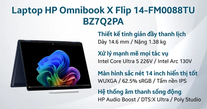 Laptop HP Omnibook X Flip 14-FM0088TU BZ7Q2PA