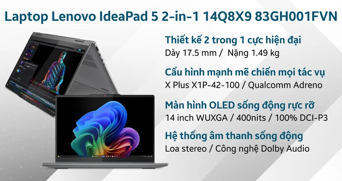 Laptop Lenovo IdeaPad 5 2-in-1 14Q8X9 83GH001FVN