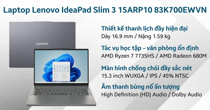 Laptop Lenovo IdeaPad Slim 3 15ARP10 83K700EWVN