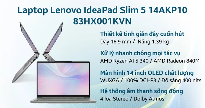 Laptop Lenovo IdeaPad Slim 5 OLED 14AKP10 83HX001KVN