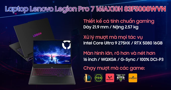 Laptop Lenovo Legion Pro 7 16IAX10H 83F5008WVN
