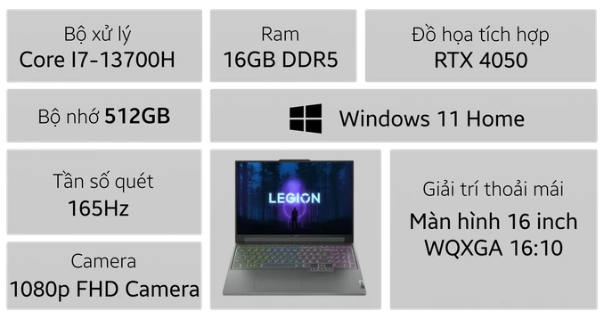 Laptop Lenovo Legion Slim 5 16IRH8 82YA008HVN