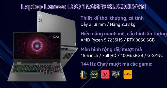 Laptop Lenovo LOQ 15ARP9 83JC00LVVN
