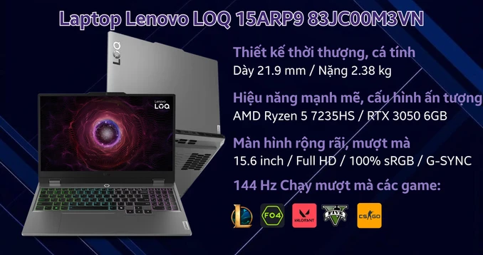 Laptop Lenovo LOQ 15ARP9 83JC00M3VN