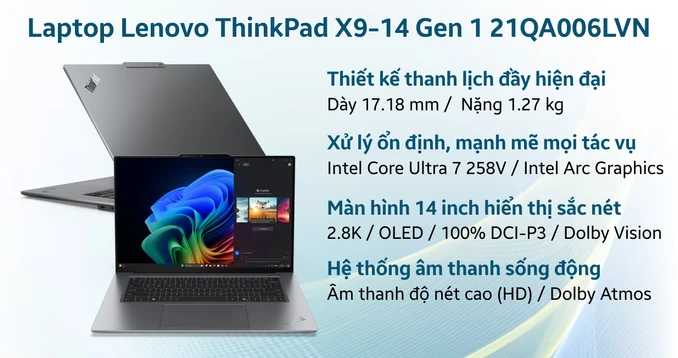 Laptop Lenovo ThinkPad X9-14 Gen 1 Aura Edition 21QA006LVN