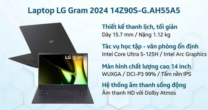 Laptop LG Gram 2024 14Z90S-G.AH55A5