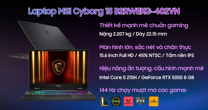 Laptop MSI Cyborg 15 B2RWEKG-402VN