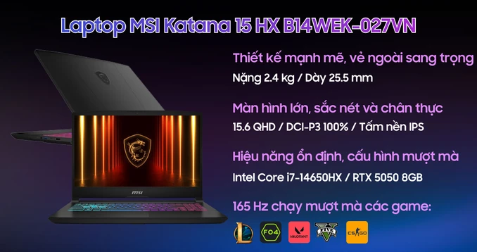 Laptop MSI Katana 15 HX B14WEK-027VN