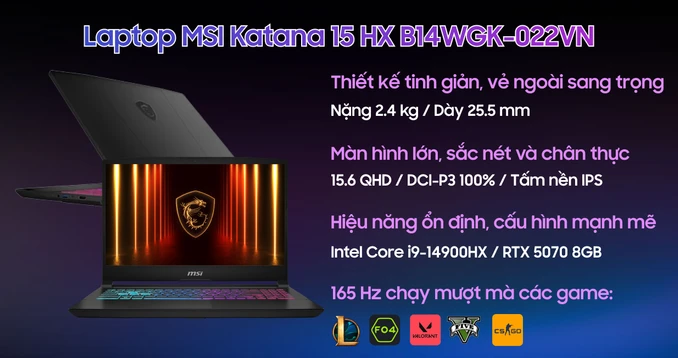Laptop MSI Katana 15 HX B14WGK-022VN