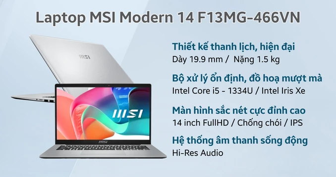 Laptop MSI Modern 14 F13MG-466VN