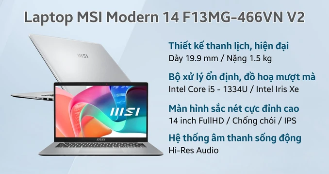 Laptop MSI Modern 14 F13MG-466VN V2
