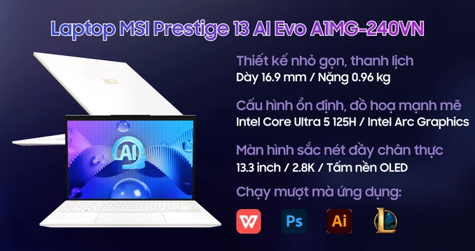 Laptop MSI Prestige 13 AI Evo A1MG-241VN