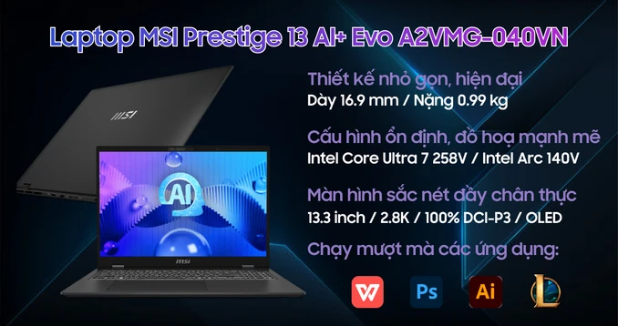 Laptop MSI Prestige 13 AI+ Evo A2VMG-040VN