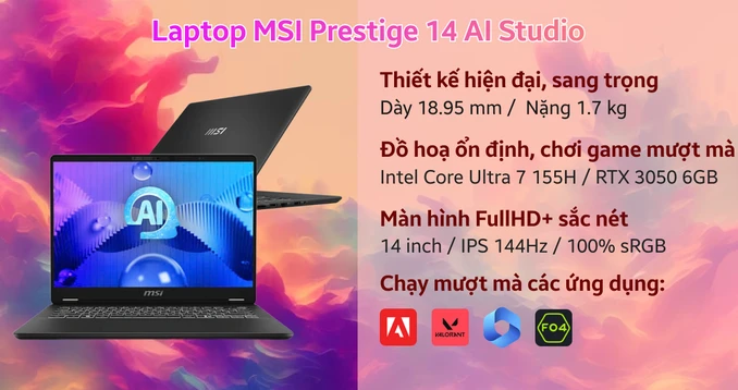 Laptop MSI Prestige 14 AI Studio C1UDXG-058VN