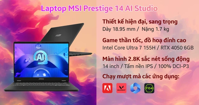 Laptop MSI Prestige 14 AI Studio C1VEG-056VN