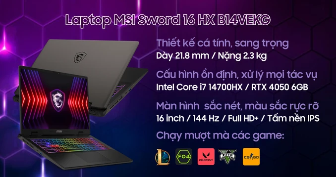 Laptop MSI Sword 16 HX B14VEKG-459VN