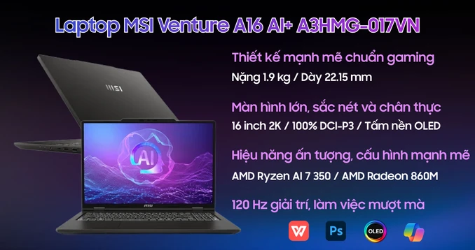 Laptop MSI Venture A16 AI+ A3HMG-017VN