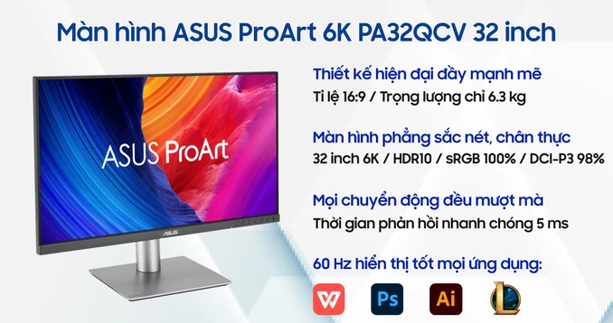 Màn hình ASUS ProArt 6K PA32QCV 32 inch