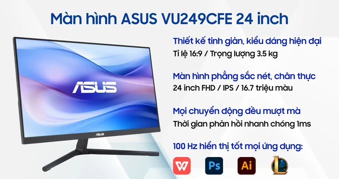 Màn hình ASUS VU249CFE 24 inch