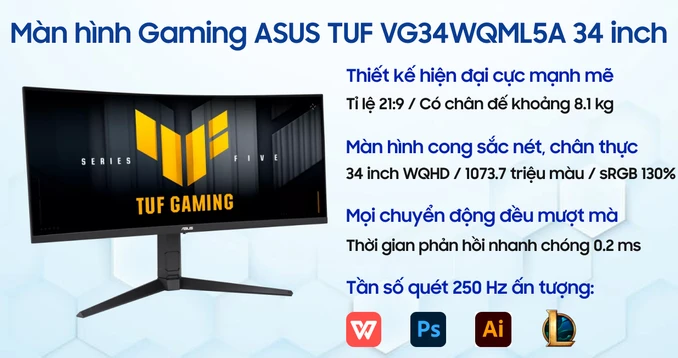 Màn hình cong gaming ASUS TUF VG34WQML5A 34 inch