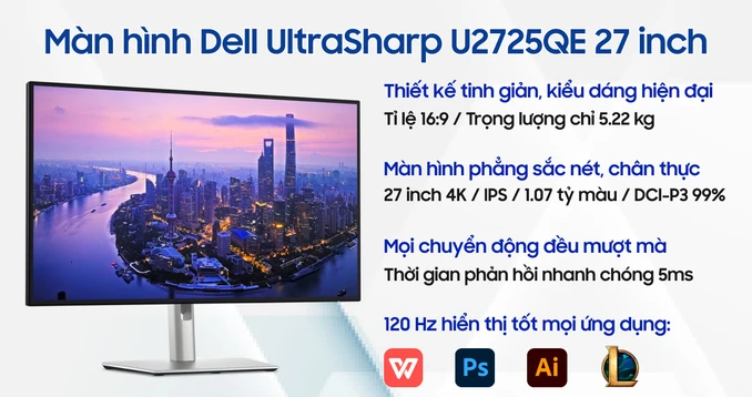 Màn hình Dell UltraSharp U2725QE 120HZ 27 inch