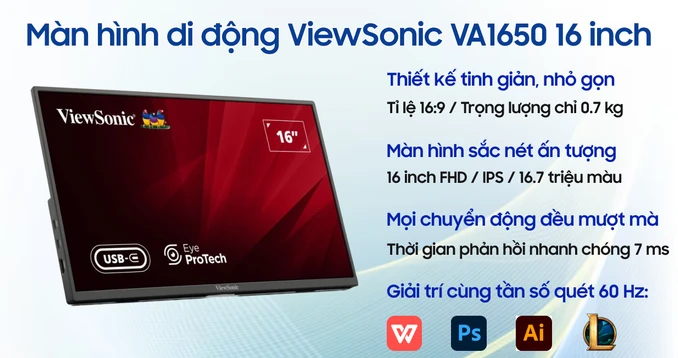 Màn hình di động ViewSonic VA1650 16 inch