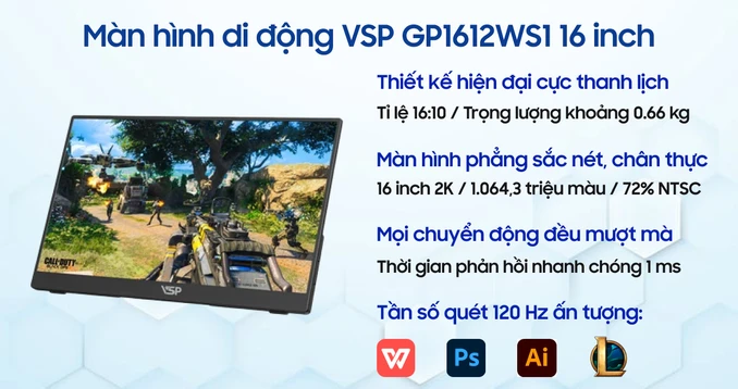 Màn hình di động VSP GP1612WS1 16 inch - 1