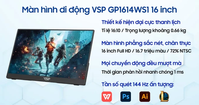 Màn hình di động VSP GP1614WS1 16 inch Màn hình di động VSP GP1614WS1 16 inch - 1