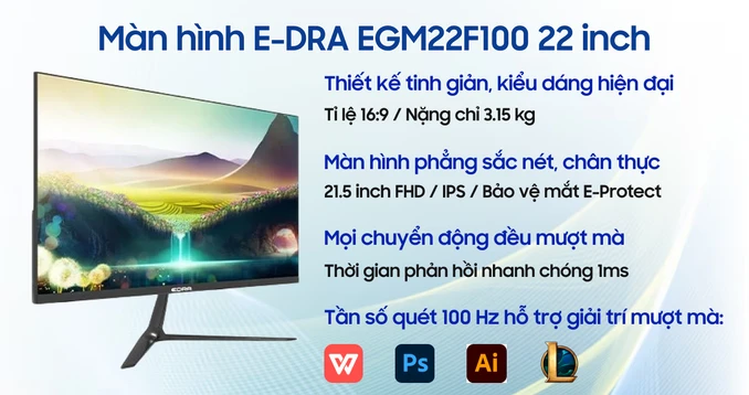 Màn hình E-DRA EGM22F100 22 inch