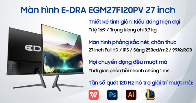 Màn hình E-DRA EGM27F120PV 27 inch